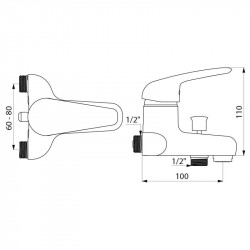 Delabie Mitigeur bain-douche entraxes spéciaux de 60 à 80mm Delabie Kobleo