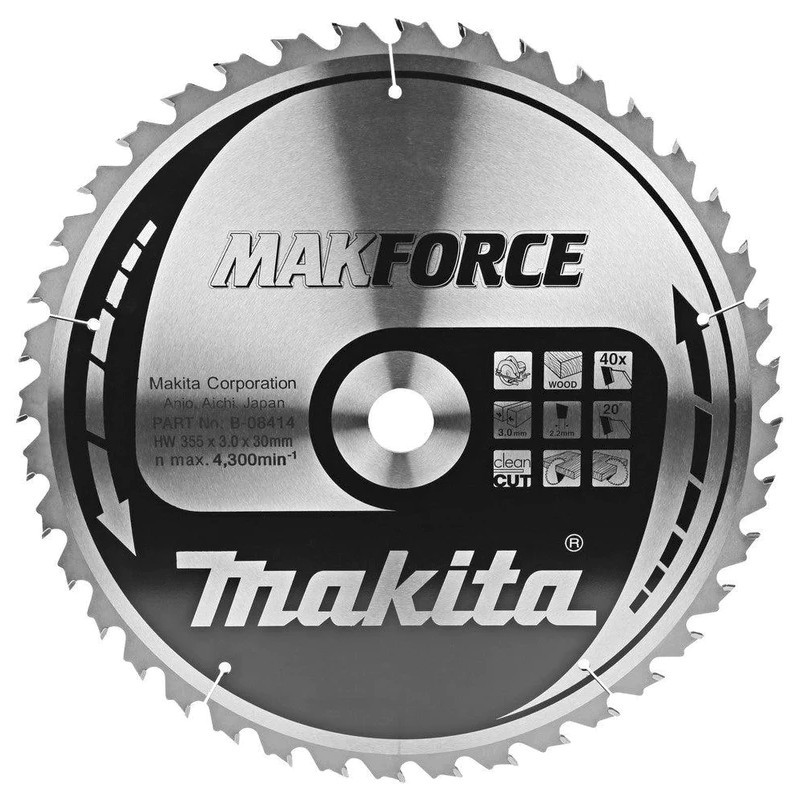 Makita Lame TCT Makforce pour bois 355mm 30x3/2.2mm B-08414 Makita Kobleo