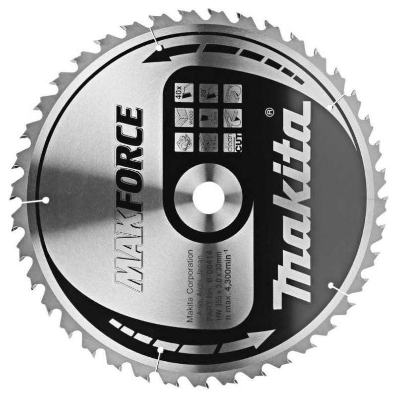 Makita Lame TCT Makforce pour bois 355mm 30x3/2.2mm B-08414 Makita Kobleo Makita Lame TCT Makforce pour bois 355mm 30x3/2.2mm B-08414 Makita Kobleo