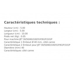 Sidamo Embout de flexible D40mm côte canne Sidamo Kobleo