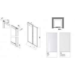 Samo Porte douche coulissante 2 panneaux 141-151cm Ht 200cm profilé blanc E Kobleo