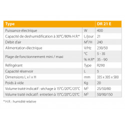 Sovelor Déshumidificateur pro DR 21 E mobile 21L/jour Sovelor Kobleo