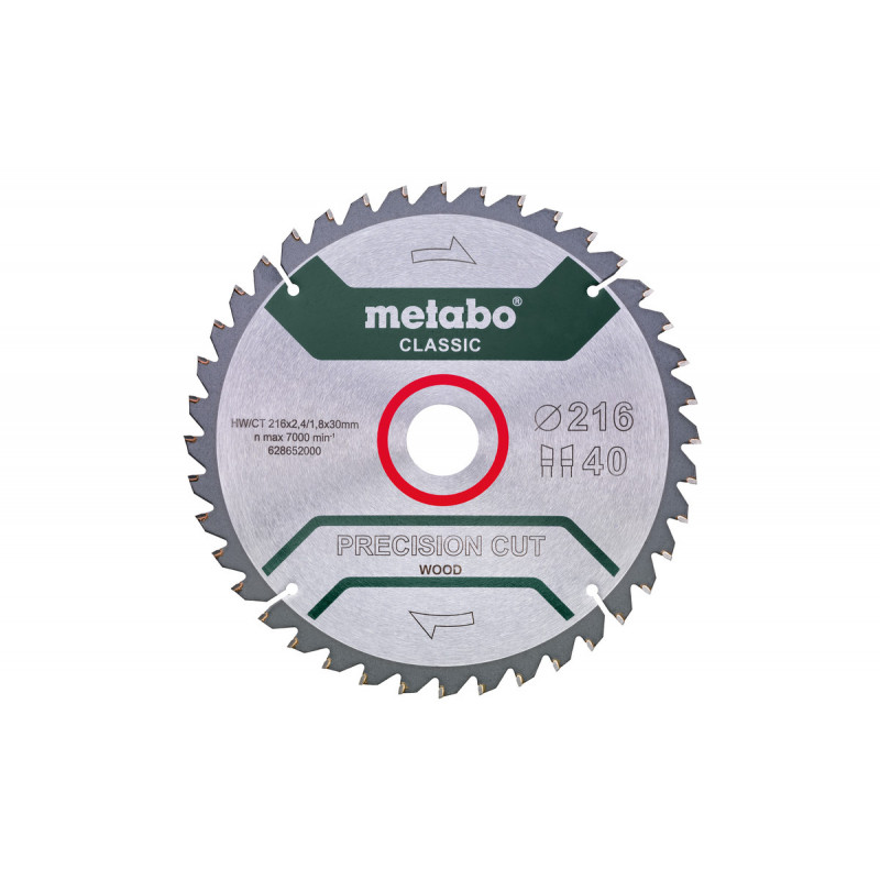 Metabo Lame de scie circulaire Precision cut wood 216x2.4x30mm 40 WZ Metabo Kobleo