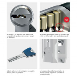 Abus Demi-cylindre P12RPS 30x10mm alu avec 5 clés couleurs réversibles Kobleo