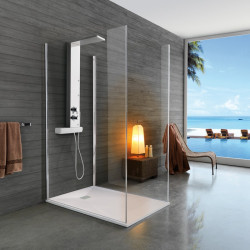 Samo Receveur douche rectangle anti-glisse 160x80 cm Blanc bondeVidage STON Kobleo