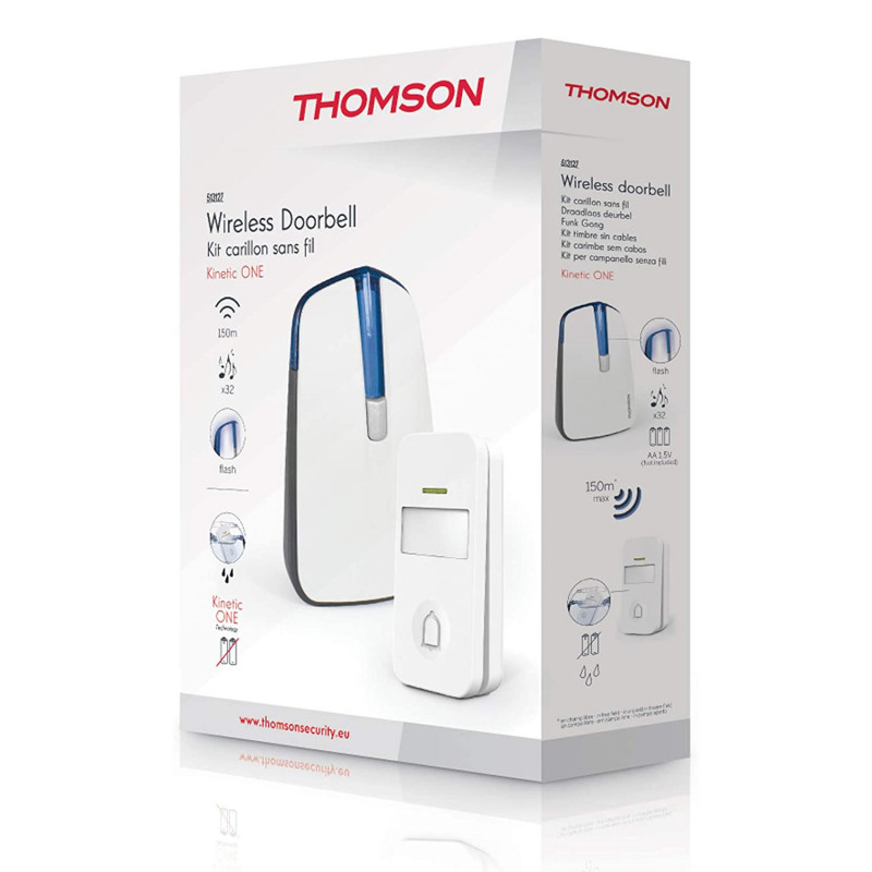 Thomson - Kit Carillon sans fil Flash 150m avec bouton sans pile Thomson