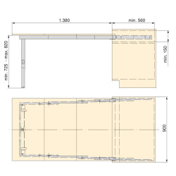 Emuca Coulisses pour table à rallonge Emuca Party inox brossé alu Kobleo