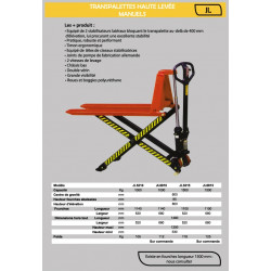 Stockman Transpalette haute levée manuel 1500 Kg 1100x680mm JL6815 Stockman Kobleo Stockman Transpalette haute levée manuel 1500 Kg 1100x680mm JL6815 Stockman Kobleo
