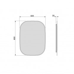 Emuca Miroir Emuca Cepheus 60x80cm cadre noir arrondi rectangulaire Kobleo