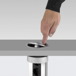 Emuca Multiconnecteur Emuca 2 prises 1 port usb câble 3m anodisé mat D102mm Kobleo