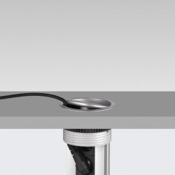 Emuca Multiconnecteur Emuca 2 prises 1 port usb câble 3m anodisé mat D102mm Kobleo