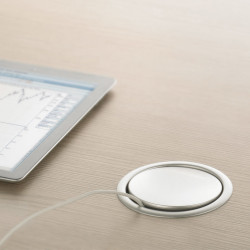 Emuca Multiconnecteur Emuca 2 prises 1 port usb câble 3m anodisé mat D102mm Kobleo