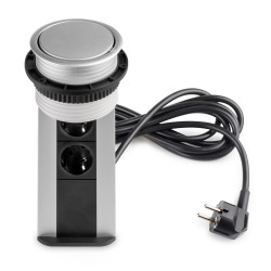 Emuca Multiconnecteur Emuca 2 prises 1 port usb câble 3m anodisé mat D102mm Kobleo