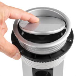 Emuca Multiconnecteur Emuca 2 prises 1 port usb câble 3m anodisé mat D102mm Kobleo