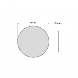 Emuca Miroir Emuca Zeus avec éclairage led D80x0,4cm 12W 850lm câble 1m Kobleo