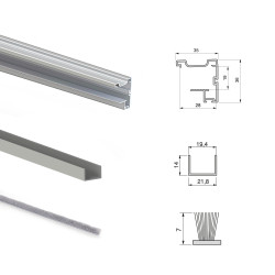 Emuca Système coulissant Emuca pour armoires à 2 portes profils Vall 19mm Kobleo