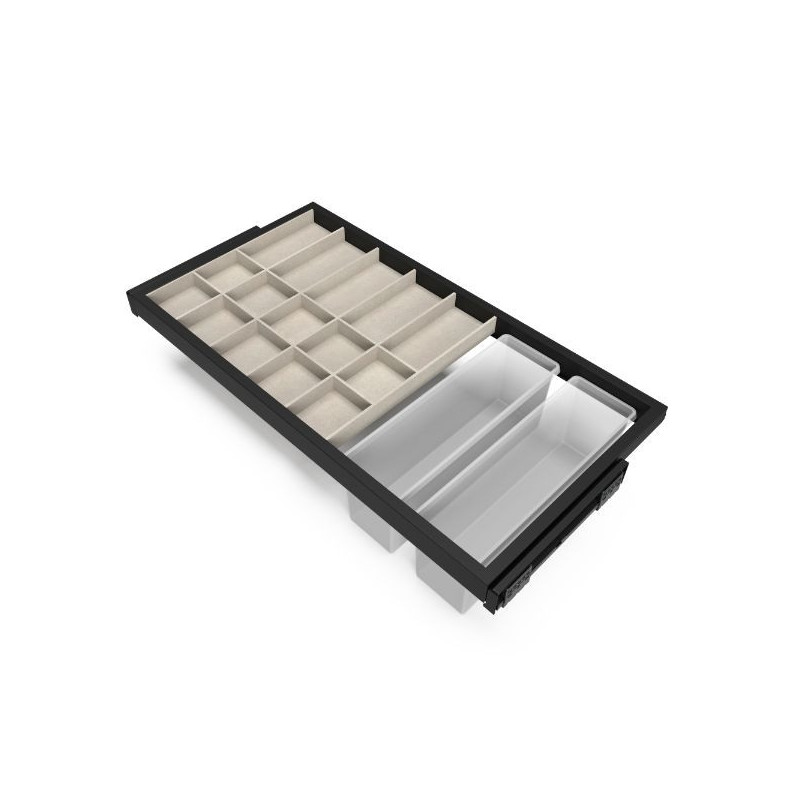Emuca Kit tiroir d'organisation Emuca avec plateau et glissières 900mm noir Kobleo