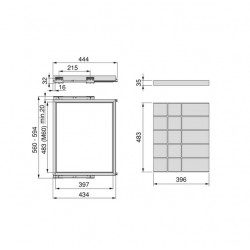 Emuca Kit tiroir d'organisation Emuca avec glissières 600mm noir texturé Kobleo