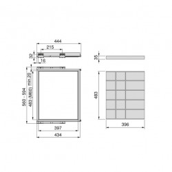 Emuca Kit tiroir d'organisation Emuca avec glissières 600mm gris pierre Kobleo
