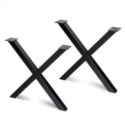 Emuca Jeu de 2 pieds Emuca Cross pour table 695mm acier peint en noir Kobleo Emuca Jeu de 2 pieds Emuca Cross pour table 695mm acier peint en noir Kobleo
