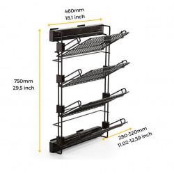 Emuca Range-chaussures Emuca Moka latéral extractible côté gauche acier moka Kobleo