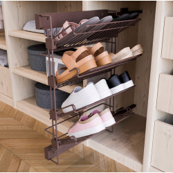 Emuca Range-chaussures Emuca Moka latéral extractible côté gauche acier moka Kobleo