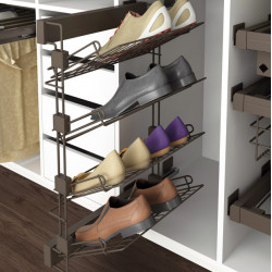 Emuca Range-chaussures Emuca Moka latéral extractible côté gauche acier moka Kobleo