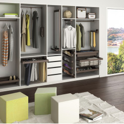 Emuca Range-chaussures Emuca Moka latéral extractible côté droit acier moka Kobleo