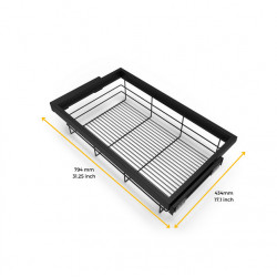 Emuca Kit de panier à fils Emuca avec glissières 800mm noir texturé Kobleo