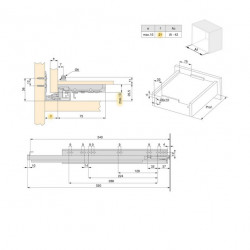 Emuca 10 paires de coulisses Emuca Silver profondeur 540mm acier zingué Kobleo