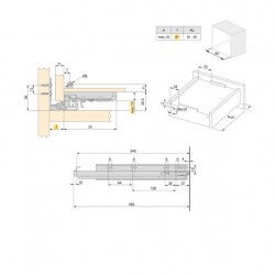Emuca 10 paires de coulisses Emuca Silver profondeur 340mm acier zingué Kobleo