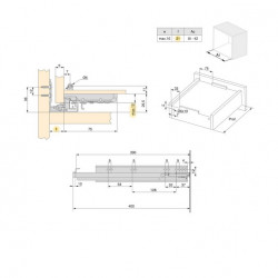 Emuca 10 paires de coulisses Emuca Silver profondeur 390mm acier zingué Kobleo