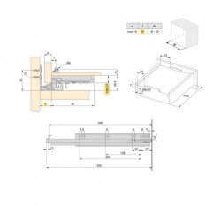 Emuca 10 paires de coulisses Emuca Silver profondeur 440mm acier zingué Kobleo