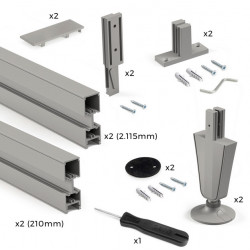 Emuca Kit de structure modulaire Emuca Zero 2 profilés finition gris pierre Kobleo