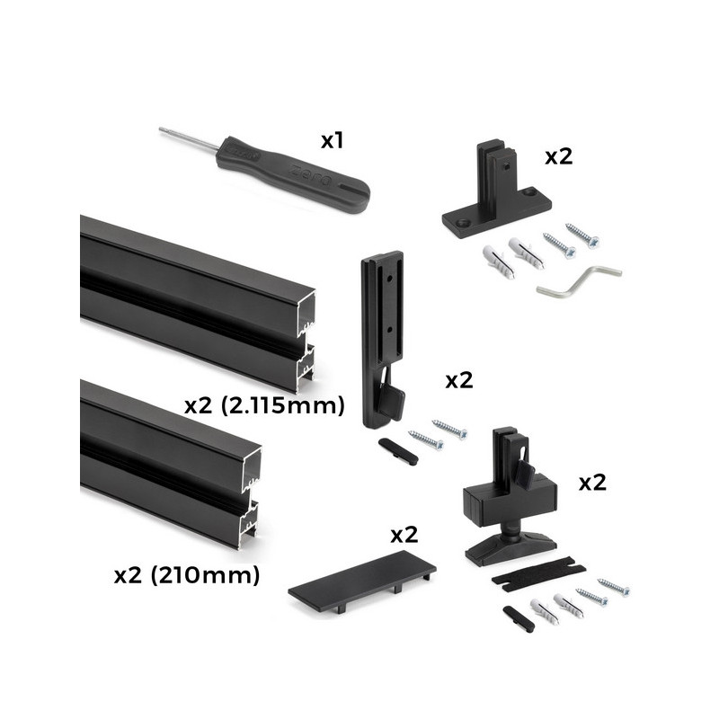 Emuca Kit structure modulaire Emuca Zero 2 profilés finition noir texturé Kobleo