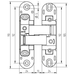 Emuca 2 Charnières invisibles pour portes Emuca charge 80kg zamak gris Kobleo