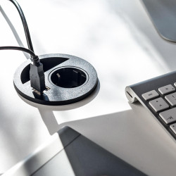 Emuca Multiconnecteur Emuca Circle 80 prise type Schuko 2 usb plastique noir Kobleo