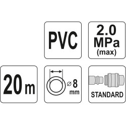 Yato Tuyau d'air comprimé Yato YT-24221 20m PVC D8mm 20bars maxi Kobleo