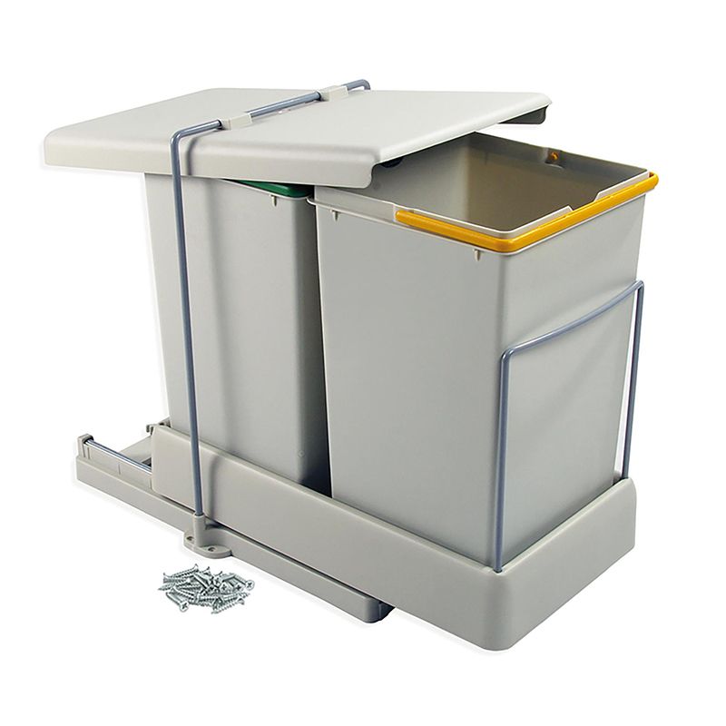 Emuca Poubelle de recyclage extraction couvercle automatique 2x14L Emuca Kobleo