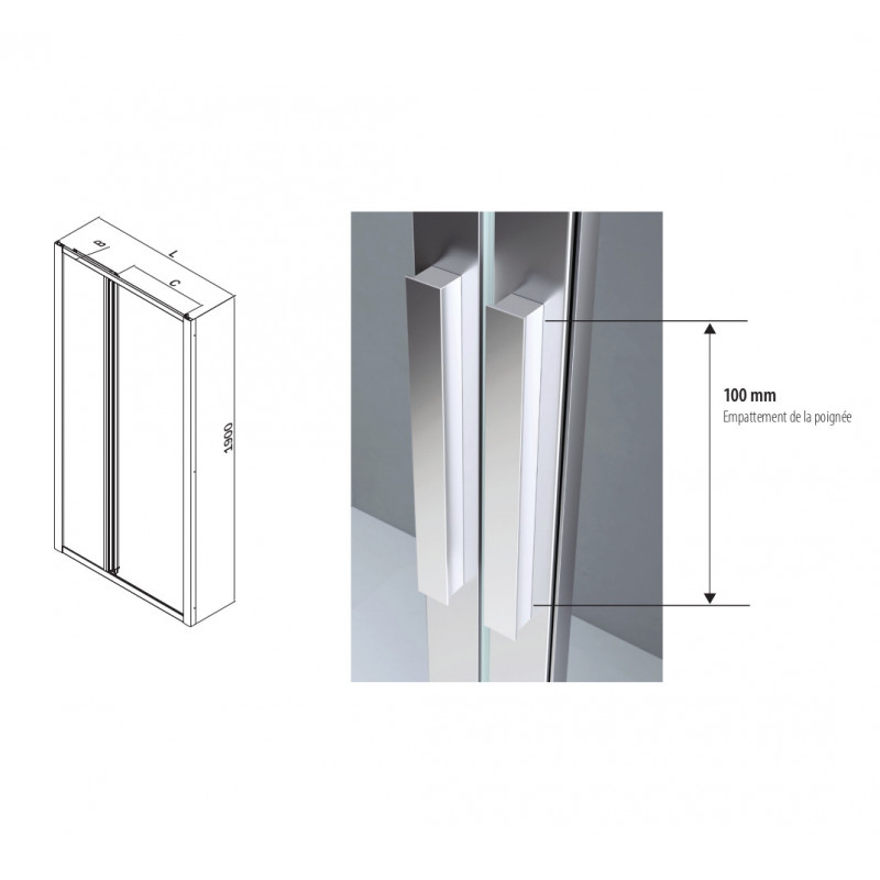 Samo Porte de douche Samo coulissante à trois panneaux 95-103cm Kobleo Samo Porte de douche Samo coulissante à trois panneaux 95-103cm Kobleo