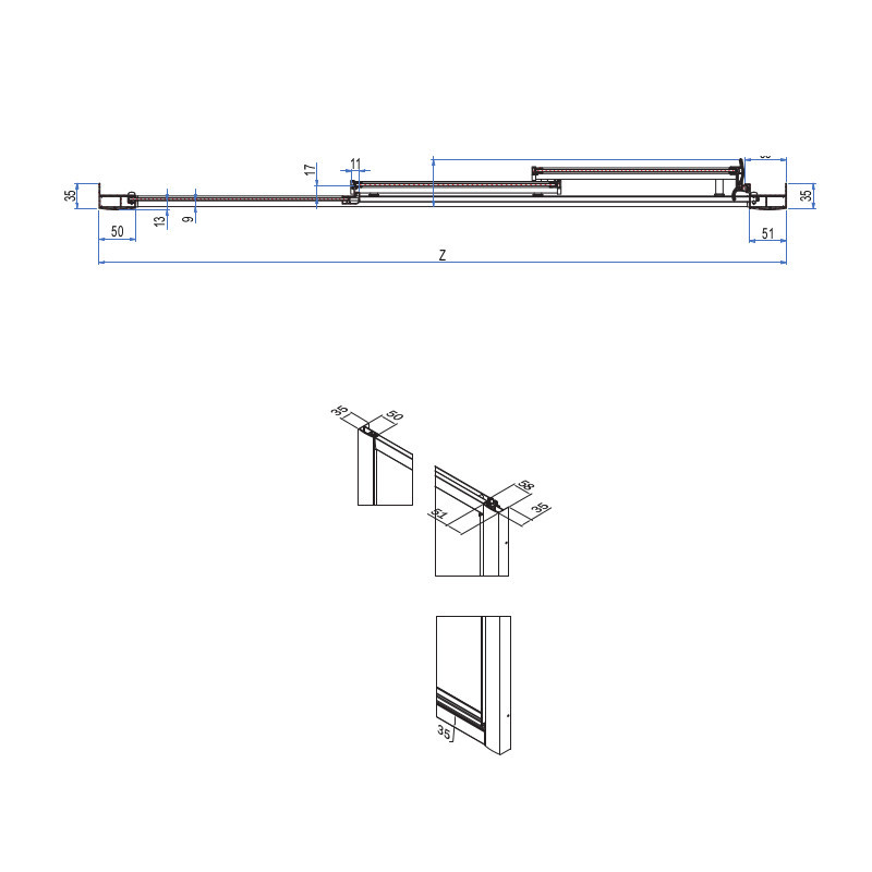 Samo Porte de douche Samo coulissante à trois panneaux 95-103cm Kobleo Samo Porte de douche Samo coulissante à trois panneaux 95-103cm Kobleo