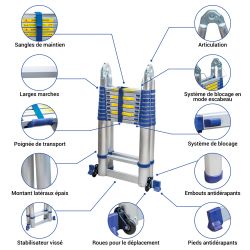Hoström Échelle télescopique Stempakt 6,2m, hauteur travail max 7,1m Hostrom Kobleo Hoström Échelle télescopique Stempakt 6,2m, hauteur travail max 7,1m Hostrom Kobleo