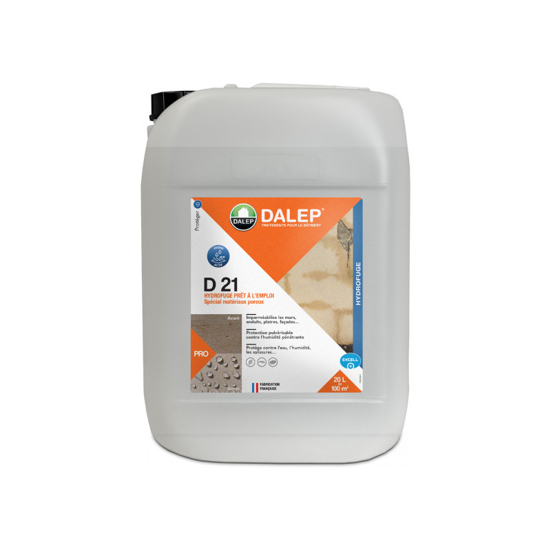 Dalep Hydrofuge Dalep D21 prêt à l'emploi 20L spécial matériaux poreux Kobleo