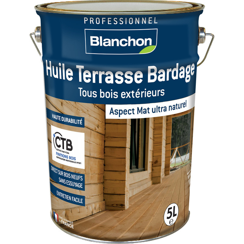 Blanchon Huile terrasse bardage Blanchon 5L bois naturel aspect mat Kobleo