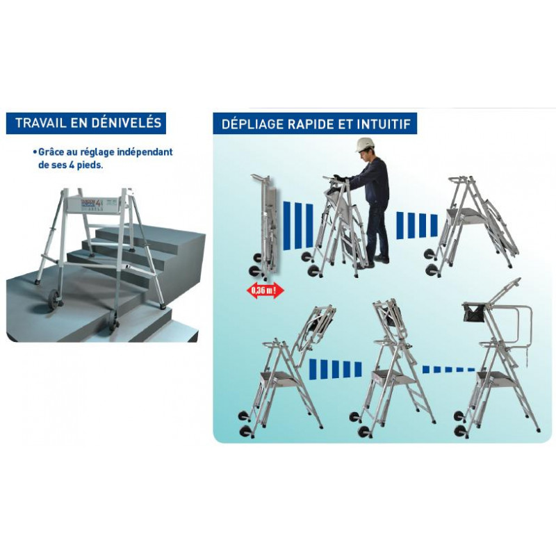Duarib Plateforme individuelle roulante Haut Max 305m CU:150 Kg Tandem 5 Plia Kobleo Duarib Plateforme individuelle roulante Haut Max 305m CU:150 Kg Tandem 5 Plia Kobleo