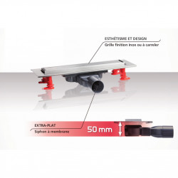 Wirquin Caniveau Wirquin Venisio Slim L700mm pour douche à l'italienne Kobleo