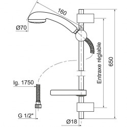Wirquin Kit de douche Wirquin Equo 1 jet chromé L650mm Kobleo