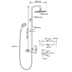 Wirquin Colonne de douche Wirquin Black Roma Touch 5 jets mitigeur mécanique Kobleo