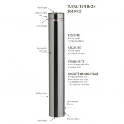 TEN Tuyau rigide TEN 633200 inox 304 pro 33cm D200mm Kobleo
