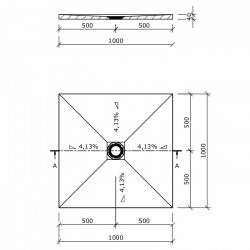 Wedi Receveur Wedi Fundo Primo carré 1000x1000x40mm écoulement centré Kobleo